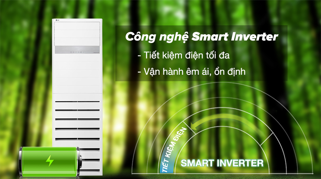 Điều hòa tủ đứng LG Inverter 30000 BTU ZPNQ30GR5E0 - Công nghệ Smart Inverter tiết kiệm điện hiệu quả, vận hành êm ái 