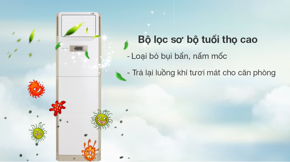 Điều hòa tủ đứng LG Inverter 24000 BTU ZPNQ24GS1A0 - Bộ lọc sơ bộ giúp loại bỏ vi khuẩn hiệu quả, trả lại bầu không khí tươi mát cho căn phòng