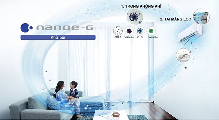 Chế độ Nanoe-G trên điều hòa 2 chiều Panasonic Inverter 1 HP CU/CS-YZ9WKH-8 kể cả khi hoạt động độc lập với hệ thống làm lạnh cũng không quá tốn điện