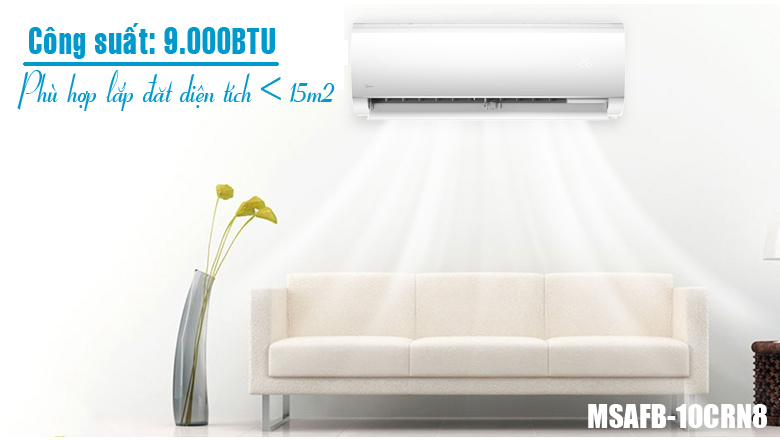 Điều hòa Midea 9000 BTU lắp đặt cho phòng dưới 15m2